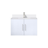 Lexora Geneva 30 in. W Glossy White Wall Mount Bath Vanity Cabinet, Cultured Marble Top, and Faucet Set