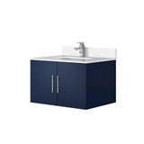 Lexora Geneva 30 in. W Navy Blue Wall Mount Bath Vanity Cabinet, Cultured Marble Top, and Faucet Set