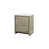Lexora Lafarre 30 inch W x 20 in D Rustic Acacia Bath Vanity Cabinet and White Quartz Top