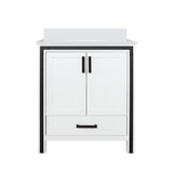 Lexora Ziva 30 inch W White Bath Vanity Cabinet and White Quartz Top