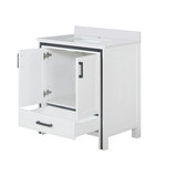 Lexora Ziva 30 inch W White Bath Vanity Cabinet and White Quartz Top