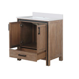 Lexora LVZV30SN200 Ziva 30 inch W Rustic Barnwood Bath Vanity Cabinet and White Quartz Top