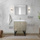 Lexora  LLC30SKSOSM28 Lancy 30 in W x 20 in D Rustic Acacia Bath Vanity, White Quartz Top and 28 in Mirror