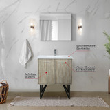 Lexora  LVLY30SRA310 Lancy 30 in W x 20 in D Rustic Acacia Bath Vanity, Cultured Marble Top and 28 in Mirror