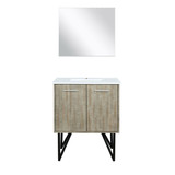 Lexora Lancy 30 inch W x 20 in D Rustic Acacia Bath Vanity Cabinet, Cultured Marble Top and 28 in Mirror