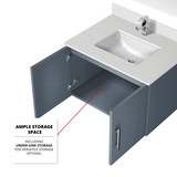 Lexora  LVG30SB210 Geneva 30 in. W x 22 in. D Dark Grey Bath Vanity, White Quartz Top, and 30 in. LED Mirror