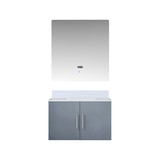 Lexora LVG30SB310 Geneva 30 in. W Dark Grey Wall Mount Bath Vanity Cabinet, Cultured Marble Top, and 30 in. LED Mirror