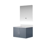 Lexora LVG30SB310 Geneva 30 in. W Dark Grey Wall Mount Bath Vanity Cabinet, Cultured Marble Top, and 30 in. LED Mirror