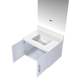 Lexora  LVG30SM310 Geneva 30 in. W x 22 in. D Glossy White Bath Vanity, Cultured Marble Top, and 30 in. LED Mirror