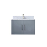 Lexora Geneva 30 in. W Dark Grey Wall Mount Bath Vanity Cabinet, Carrara Marble Top, and Faucet Set