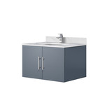 Lexora Geneva 30 in. W Dark Grey Wall Mount Bath Vanity Cabinet, Carrara Marble Top, and Faucet Set