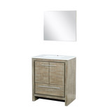 Lexora Lafarre 30 inch W x 20 in D Rustic Acacia Bath Vanity Cabinet, Cultured Marble Top and 28 in Mirror