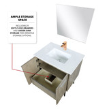 Lexora  LVLY30SRA302 Lancy 30 in W x 20 in D Rustic Acacia Bath Vanity, Cultured Marble Top and Brushed Nickel Faucet Set