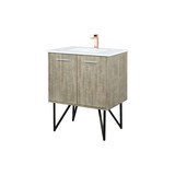 Lexora LLC30SKSOS000FRG Lancy 30 inch W x 20 in D Rustic Acacia Bath Vanity Cabinet, White Quartz Top and Rose Gold Faucet Set