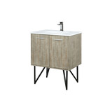 Lexora Lancy 30 inch W x 20 in D Rustic Acacia Bath Vanity Cabinet, Cultured Marble Top and Gun Metal Faucet Set