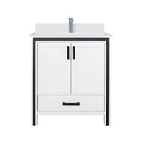 Lexora LVZV30SA301 Ziva 30 inch W White Bath Vanity Cabinet, Cultured Marble Top and Faucet Set