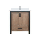 Lexora Ziva 30 inch W Rustic Barnwood Bath Vanity Cabinet, Cultured Marble Top and Faucet Set