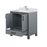 Lexora Ziva 30 inch W Dark Grey Bath Vanity Cabinet, White Quartz Top and Faucet Set