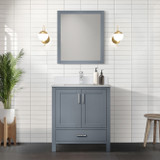 Lexora  LVJ30SB310 Jacques 30 in. W x 22 in. D Dark Grey Bath Vanity, Cultured Marble Top, and 28 in. Mirror