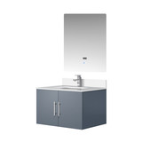 Lexora Geneva 30 in. W Dark Grey Wall Mount Bath Vanity Cabinet, Cultured Marble Top, Faucet Set, and 30 in. LED Mirror