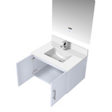 Lexora  LVG30SM311 Geneva 30 in. W x 22 in. D Glossy White Bath Vanity, Cultured Marble Top, Faucet Set, and 30 in. LED Mirror