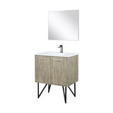 Lexora Lancy 30 inch W x 20 in D Rustic Acacia Bath Vanity Cabinet, Cultured Marble Top, Gun Metal Faucet Set and 28 in Mirror