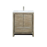 Lexora Lafarre 30 inch W x 20 in D Rustic Acacia Bath Vanity Cabinet, White Quartz Top and Brushed Nickel Faucet Set
