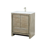 Lexora Lafarre 30 inch W x 20 in D Rustic Acacia Bath Vanity Cabinet, White Quartz Top and Brushed Nickel Faucet Set