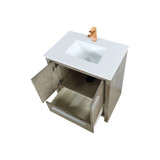 Lexora  LLF30SKSOS000FRG Lafarre 30 in W x 20 in D Rustic Acacia Bath Vanity, White Quartz Top and Rose Gold Faucet Set