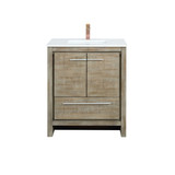 Lexora LVLF30SRA304 Lafarre 30 inch W x 20 in D Rustic Acacia Bath Vanity Cabinet, Cultured Marble Top and Rose Gold Faucet Set