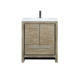 Lexora Lafarre 30 inch W x 20 in D Rustic Acacia Bath Vanity Cabinet, Cultured Marble Top and Gun Metal Faucet Set