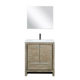 Lexora Lafarre 30 inch W x 20 in D Rustic Acacia Bath Vanity Cabinet, Cultured Marble Top, Gun Metal Faucet Set and 28 in Mirror