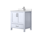 Lexora Jacques 30 in. W White Bath Vanity Cabinet, White Quartz Top, and Faucet Set