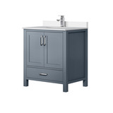 Lexora Jacques 30 in. W Dark Grey Bath Vanity Cabinet, White Quartz Top, and Faucet Set