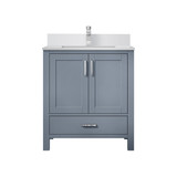 Lexora Jacques 30 in. W Dark Grey Bath Vanity Cabinet, Cultured Marble Top, and Faucet Set