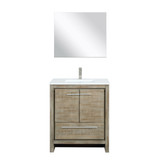 Lexora Lafarre 30 inch W x 20 in D Rustic Acacia Bath Vanity Cabinet, Cultured Marble Top, Brushed Nickel Faucet Set and 28 in Mirror