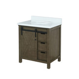 Lexora LVM30SK300 Marsyas 30 inch W Rustic Brown Bath Vanity Cabinet and Cultured Marble Countertop