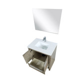 Lexora  LVLF30SRA311 Lafarre 30 in W x 20 in D Rustic Acacia Bath Vanity, Cultured Marble Top, Chrome Faucet Set and 28 in Mirror