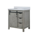 Lexora LVM30SH300 Marsyas 30 inch W Ash Grey Bath Vanity Cabinet and Cultured Marble Countertop