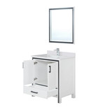 Lexora Ziva 30 inch W White Bath Vanity Cabinet, White Quartz Top, Faucet Set and 28 in Mirror
