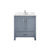 Lexora Jacques 30 in. W Dark Grey Bath Vanity Cabinet, Carrara Marble Top, and Faucet Set