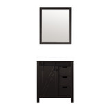 Lexora Marsyas 30 inch W Brown Bath Vanity Cabinet, Cultured Marble Countertop and 28 in Mirror