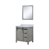 Lexora Marsyas 30 inch W Ash Grey Bath Vanity Cabinet, Cultured Marble Countertop and 28 in Mirror
