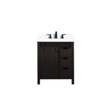 Lexora LVM30SC201 Marsyas 30 inch W Brown Bath Vanity Cabinet, White Quartz Countertop and Faucet Set