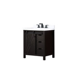 Lexora Marsyas 30 inch W Brown Bath Vanity Cabinet, Cultured Marble Countertop and Faucet Set