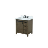 Lexora LVM30SK301 Marsyas 30 inch W Rustic Brown Bath Vanity Cabinet, Cultured Marble Countertop and Faucet Set