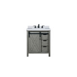 Lexora LVM30SH201 Marsyas 30 inch W Ash Grey Bath Vanity Cabinet, White Quartz Countertop and Faucet Set