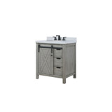 Lexora LVM30SH201 Marsyas 30 inch W Ash Grey Bath Vanity Cabinet, White Quartz Countertop and Faucet Set