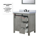 Lexora  LVM30SH311 Marsyas 30 in W x 22 in D Ash Grey Bath Vanity, Cultured Marble Countertop, Faucet Set and 28 in Mirror