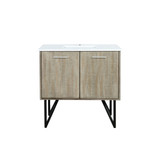 Lexora Lancy 36 inch W x 20 in D Rustic Acacia Bath Vanity Cabinet and Cultured Marble Top